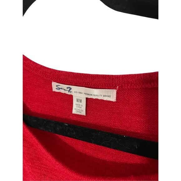 Seven For All Mankind Women's Red Front Tie Valentines Day  Lover Blouse Medium - Picture 4 of 5